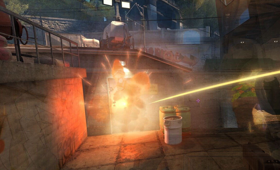 Screenshot of a grenade exploding in counter-strike